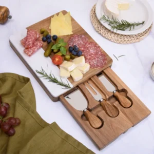 Wood and marble cheese board set - 110004