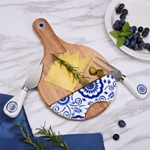 Wooden & ceramic cheese board set - 110006